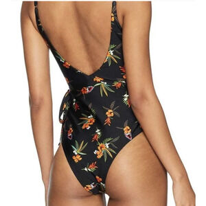 MINKPINK Women's Black Sunkissed Printed Wrap One Piece Swimsuit XS X-Small